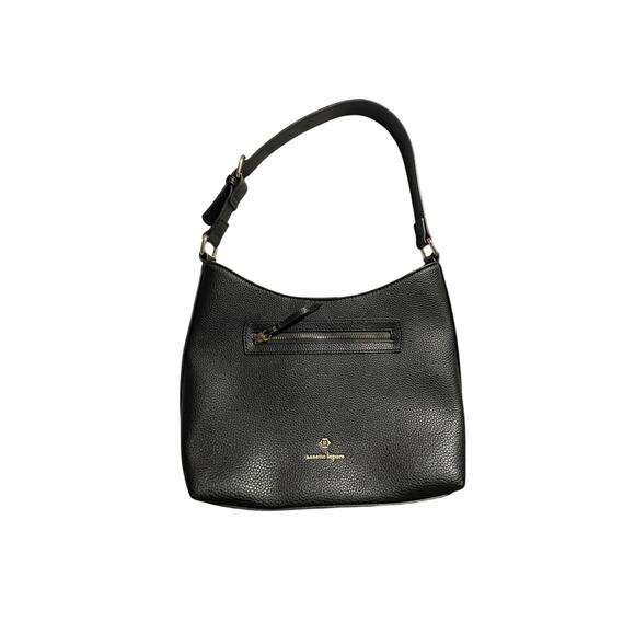 Nanette Lepore Black Vegan Leather Shoulder Bag | Gold Hardware | Measured EUC - Picture 1 of 6